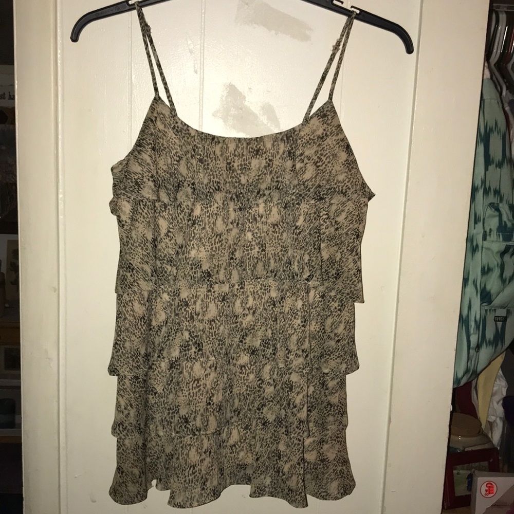 Woman’s size L rayon pleated ruffle dress top.